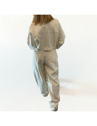 Coordinato in Denim Bianco – Giacca Oversize + Jeans Balloon