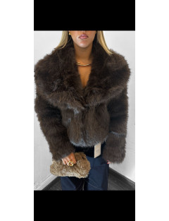 Pelliccia Marrone con Collo – Taglia Unica