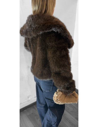 Pelliccia Marrone con Collo – Taglia Unica