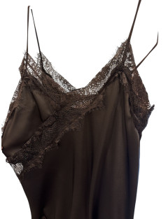 Vestito Asimmetrico in Pizzo Nero e Marrone – Taglia Unica