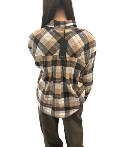 BB - Camicia a Quadroni Beige, Bianca, Grigia e Marrone