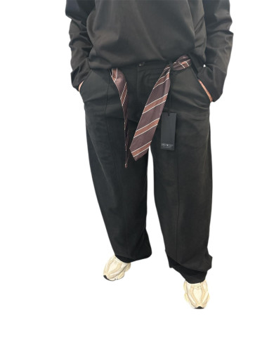 Pantalone Palazzo Nero Effetto Renna con Cintura Cravatta Marrone – Taglia Unica (fino a L)