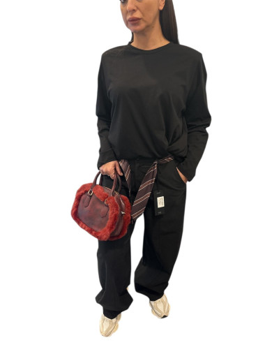 Maglietta Over con Spalline – Taglia Unica – Nero – Cotone