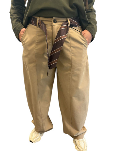 Pantalone BEIGE Chic - con Cravatta in Vita
