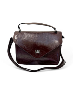 Borsa a tracolla - in ecopelle lucida con patta frontale