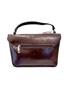 Borsa a tracolla - in ecopelle lucida con patta frontale