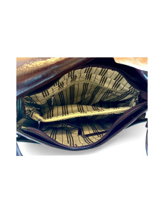 Borsa a tracolla - in ecopelle lucida con patta frontale