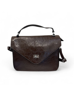 Borsa a tracolla - in ecopelle lucida con patta frontale