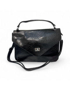 Borsa a tracolla - in ecopelle lucida con patta frontale